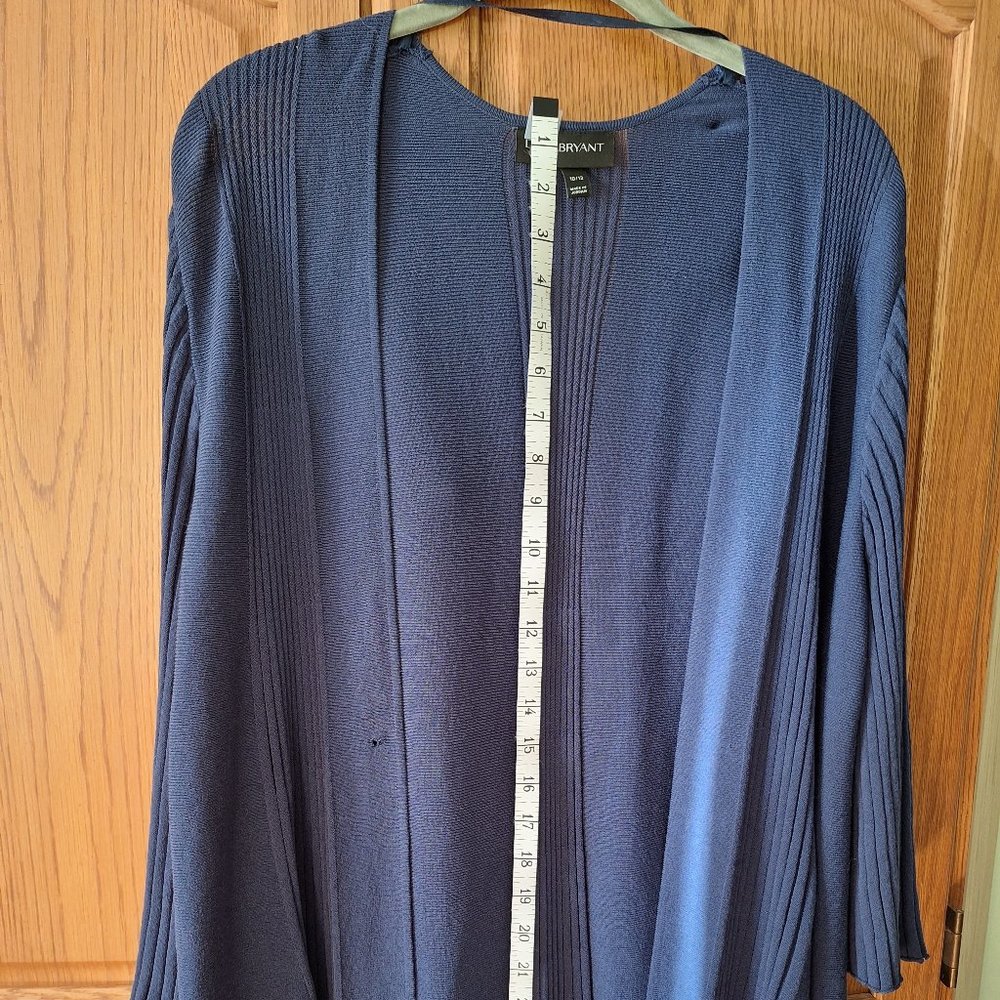 Lane Bryant Long-Sleeve Open-Front Ribbed Longline Cardigan Sweater with ¾ Sleev
